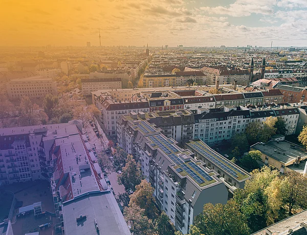 Schonensche Straße Berlin Luftbild mit Blick auf den Fernsehturm